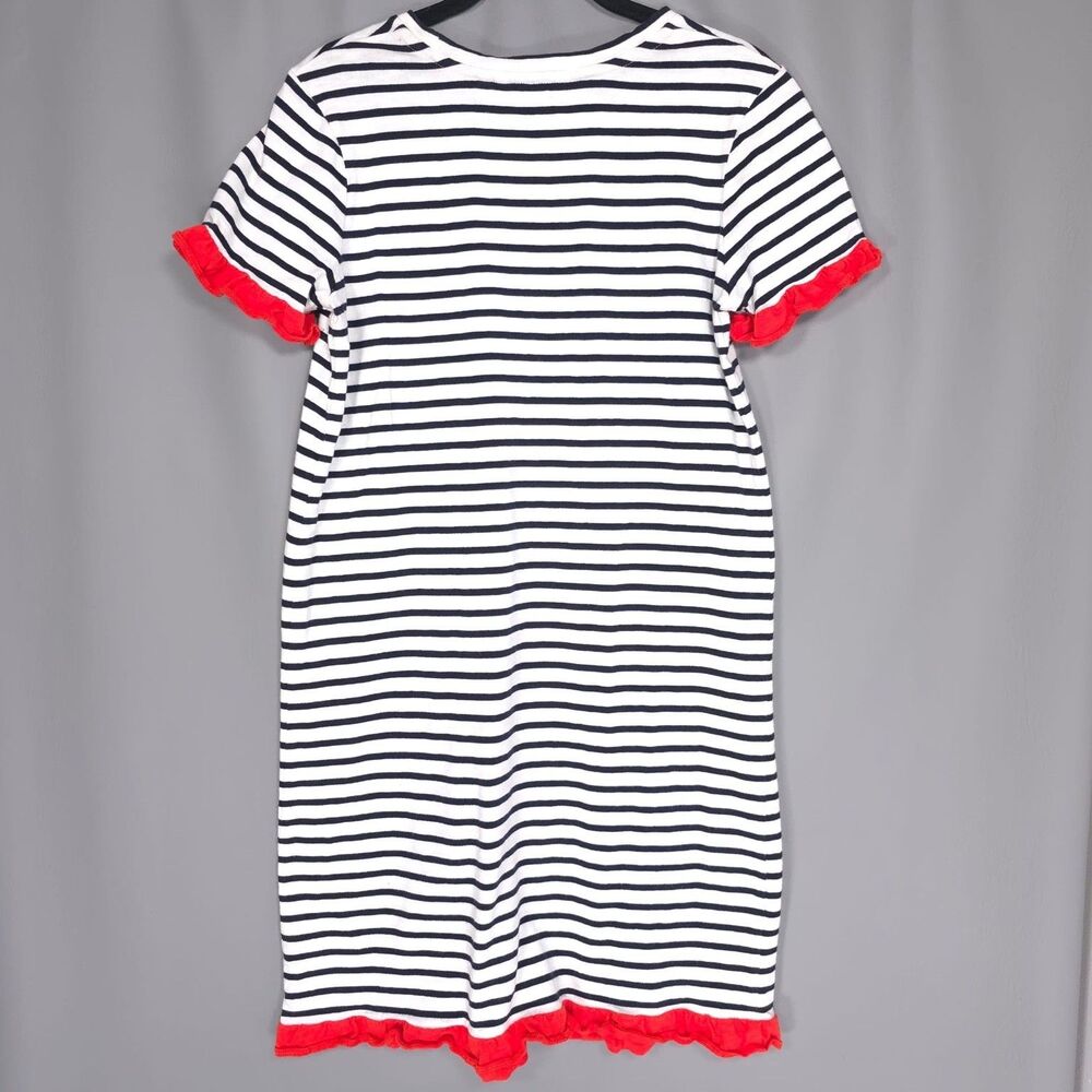 BODEN‎ Emily Jersey Striped Cotton Dress 8R Ruffle Trim Short Sleeve Women J0205 - Picture 5 of 12